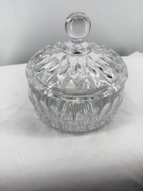 Unbranded Other - MCM Cut Crystal Vanity Storage Jar Lidded Candy Dish Covered Trinket Box 6 Inch